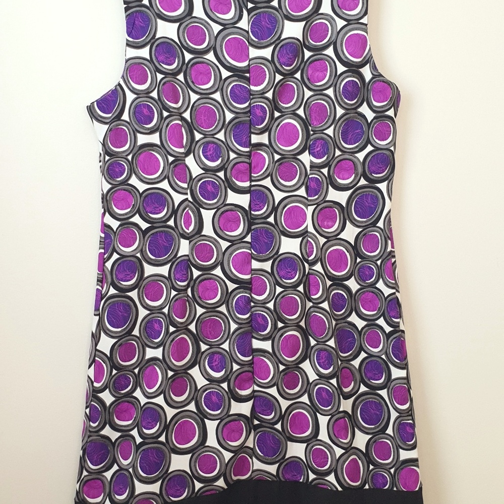 70s Vintage Mod Dress, Purple Circles - Picture 6 of 7